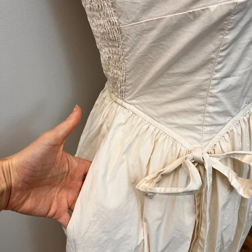 Sofie the Label Ivory Ballon Bow Cotton Midi Dress Sz M - Picture 5 of 14